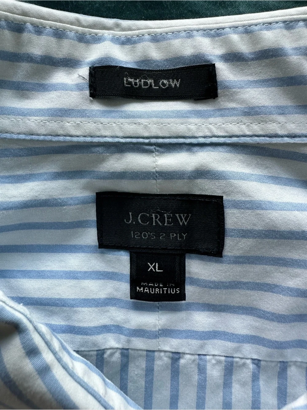 J.Crew Ludlow 120’s 2-Ply Dress Shirt Men’s XL Blue White Striped 100% Cotton